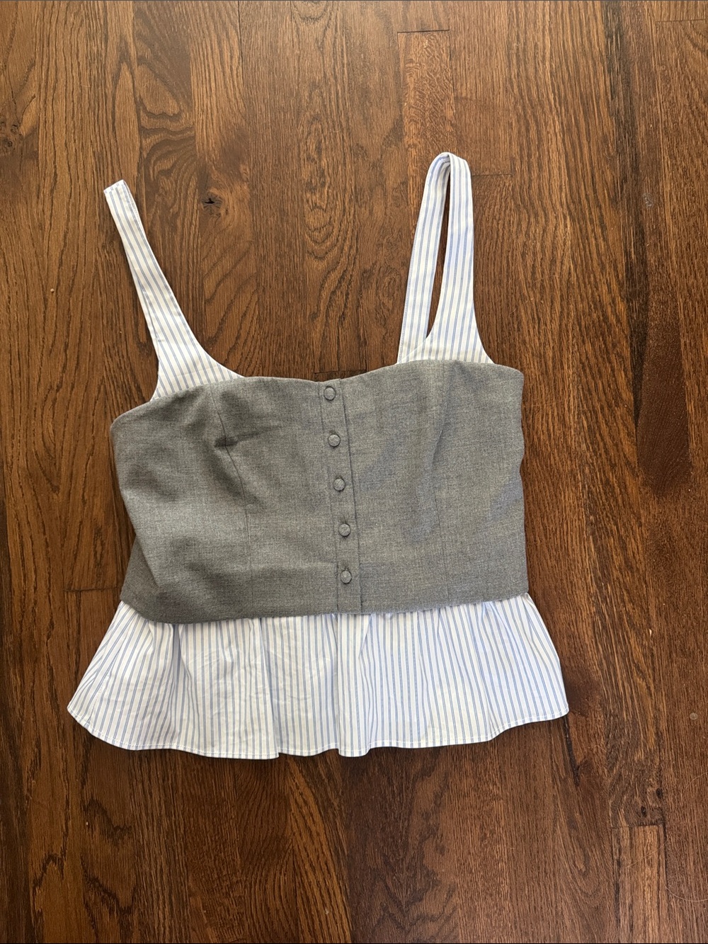 Zara Gray Bodice Striped Peplum Camisole